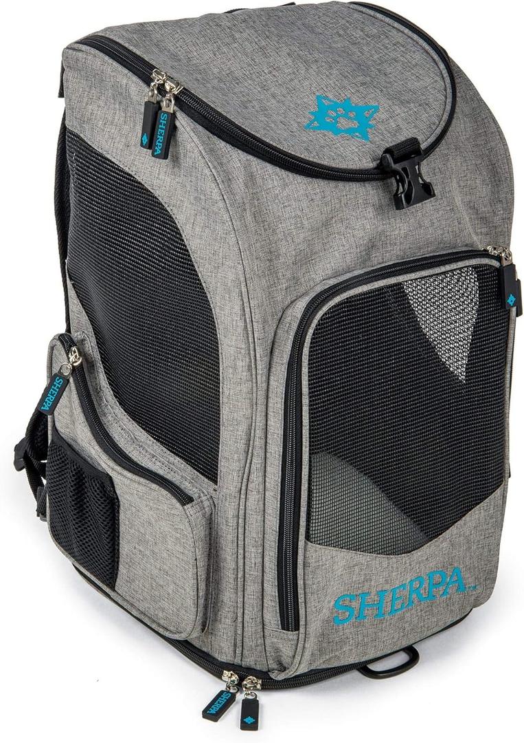 Sherpa 2-in-1 Backpack Travel Pet Carrier, Airline Approved On Board - Gray, Medium (Brick & Mortar Version)