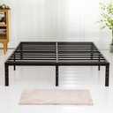 Queen Size Bed Frame, 3500lbs Heavy Duty Metal Platform with Steel Slats Support, Sturdy and Noise-Free, 14 Inches High Bedframes with Ample Storage, No Box Spring Needed