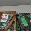 Witch Costume Set with Witch Hat, Cosplay Wig, Dress, Broom, Shoe Covers for Women Halloween Dress up (Large, Green)