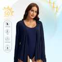 Women's UPF 50+ Sun Shirt Long Sleeve UV Sun Protection Shirts Lightweight Cardigan for Women with Pockets SPF Swim Cover Up (Blue, XL)