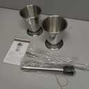 Gusto Nostro Mint Julep Cups Set of 2 - Stainless Steel Julep Cup Kit with Straws, Muddler, Spoon,Recipes, Vases - Southern-style Cocktail Glasses for Home Bar - Stainless Steel Cocktail Cups (Silver)
