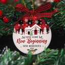 New Home New Beginning 2024 Christmas Ornament, Ceramic Ornament Housewarming Gift for Couple Family, Housewarming Gifts for New House, House Warming Gifts for New Home Owner