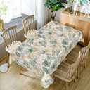 Tropical Green Gold Palm Leaves Tablecloth, 52x70 Inch Spring Summer Floral Flower Plant Fabric Table Cloth,Waterproof Table Cover for Kitchen Dining Birthday Wedding Themed Party Decoration