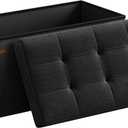 SONGMICS Mazie Collection - 30 Inches Folding Storage Ottoman Bench, Ottoman Foot Rest, End of Bed Bench, Storage Chest, Load 660 lb, for Living Room, Bedroom, Entryway, Ink Black ULSF047B01