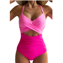 Eomenie Women's One Piece Swimsuits Tummy Control Cutout High Waisted Bathing Suit Wrap Tie Back 1 Piece Swimsuit, L
