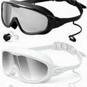 Rantizon Swim Goggles 2 Pack, Wide View Anti Fog&UV Swimming Goggles for Audlt, No Leaking Swim Glasses for Men Women Kids