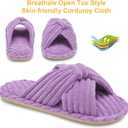 JIASUQI Women's Purple Faux Fur Criss Cross Open Toe House Slippers for Women (Purple)