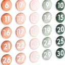 1-31 Magnetic Numbers Colored Glass Calendar Magnets for Whiteboard Dry Erase Board Fridge Schedule Refrigerator(Gradient Orange,0.98",Digital)