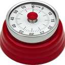 Mechanical Kitchen Timer, Eco-Friendly No Batteries Needed Magnetic 60-Minute Visual Countdown Alarm Clock for Cooking, Study, Games, Office (Red)