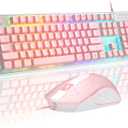 Gaming Keyboard and Mouse Combo, K1 RGB LED Backlit Keyboard with 104 Keys Computer PC Gaming Keyboard for PC/Laptop (Pink)