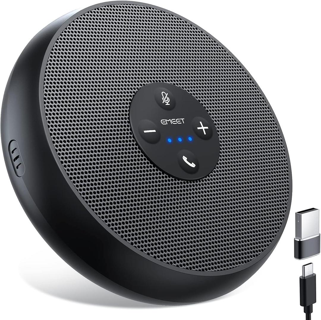 EMEET USB Speakerphone, M1A Zoom Certified AI Mics 360Voice Pickup USB Type C-A Plug&Play Computer Speakers with Microphone, Fast Mute Noise Reduction Echo Cancellation for 5-8 People for Zoom Teams