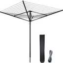 Enayplon 4-Arm Umbrella Clothes Drying Rack, 164 FT Rotary Outdoor Clothesline, Height Adjustable Foldable Laundry Dryer with Ground Spike & Waterproof Protective Cover for Backyard Patio Garden