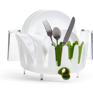 Chef'n Plastic 401-281-004 DishGarden Dish Rack, 14 x 13.25 x 6.5 inches, White/Green