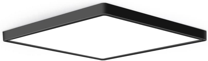 12inch 24W LED Flush Mount Ceiling Light, 5000K Square LED Ceiling Light, Black Flat Panel Lights for Bedroom, Kitchen, Living Room