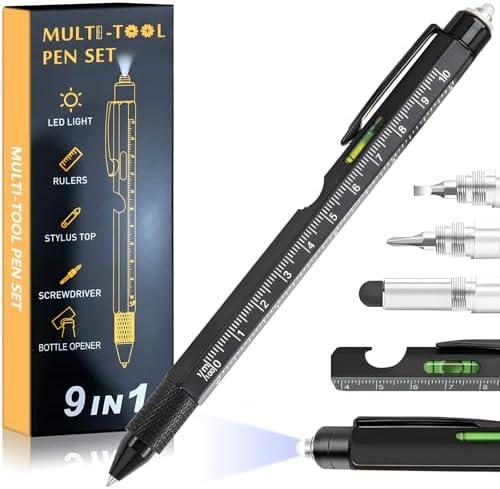 Valentines Day Gifts for Him,Multitool Pen 9 in 1 Innovative Gift for Men,with LED Light,Ruler, Stylus,Bubble Level,Screwdrivers,Unique Gifts Gadgets for Him,Boyfriend,Husband