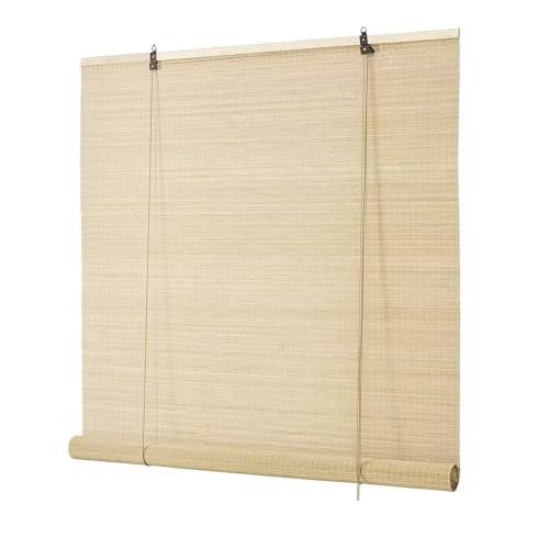 Bamboo Roller Blinds Shades,Outdoor Bamboo Roll Up,Vertical Lifting,Natural,Breathable,Waterproof Roller Shades for Privacy Protection,Sun Shade,Blackout,Ventilation,Easy Installation, 38"W x 47"L