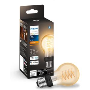 Philips Hue Smart 40W A19 Filament LED Bulb - Soft Warm White Light - 1 Pack - 550LM - E26 - Indoor - Control with Hue App - Compatible with Alexa, Google Assistant and Apple Homekit