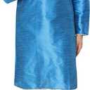 SKAVIJ Men's Art Silk Contrast Kurta Pyjama Set Woven Design 2-Piece Festive Ethnic Dress (Turquoise, Small)