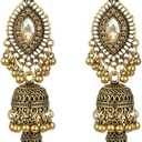 Jhumka Long Tassel Bell Earrings Vintage Jhumki Bollywood Traditional Ethnic Dangle Drop Bohemian Chandelier Earring for Women Oxidized Crystal Wedding Party Festival Indian Jewelry Gift (Gold)
