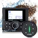 Marine Digital Media Receiver - Weatherproof Marine Stereo System with Wireless Remote - Built-in 3" Dot Matrix LCD Display, Amplifier, Bluetooth, Digital Media MP3 Player, AM/FM Radio