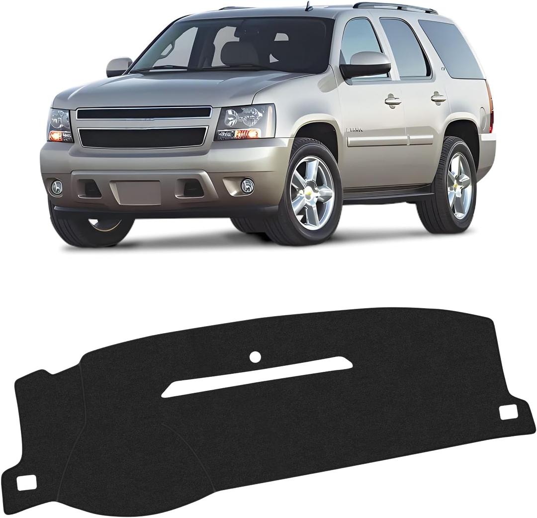 KUST Black Dash Cover for 2007-13 Chevy Chevrolet Silverado 1500 2500 3500 LTZ/Avalanche/GMC Sierra SLT Denali, 2007-14 Chevrolet Tahoe/Suburban/GMC Yukon XL (Only Fit One Glove Box Dashboard)