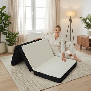 Foldable Mattress Twin, Memory Foam Tri Fold Mattress with Removable Washable Cover, 4 inch Folding Floor Mattresses Sleeping Pad for Guest, RV, Travel, Camping, White, 75"x38"x4"
