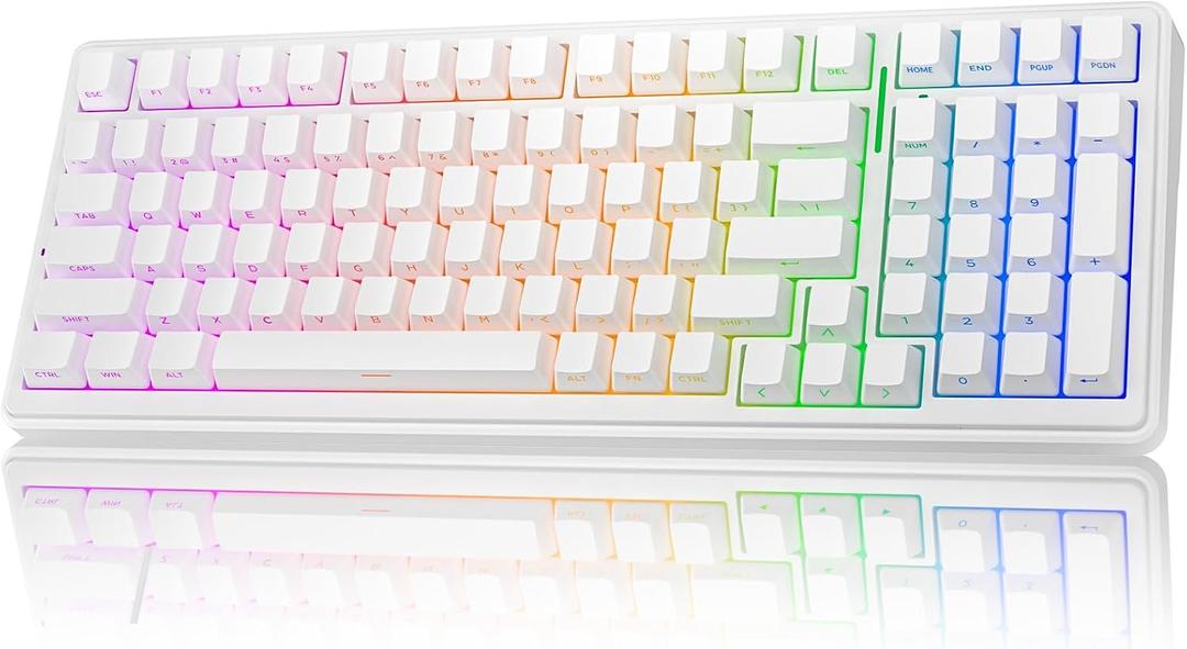 AULA F99 Wireless Mechanical Keyboard,Triple-Mode(BT5.0/2.4GHz/USB-C),Gasket Mounted Creamy Keyboard with Linear Switches, Side Printed PBT Keycaps,RGB Backlit PC Gaming Keyboards for Win/Mac