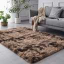 TABAYON Luxury 6x9 Modern Indoor Home Living Room Area Rugs, AntiSkid Soft Fluffy Shag Fur Bedroom Rugs for Kids Playroom Decor TieDyed Coffee