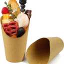 CAMKYDE 50 Pcs French Fries Holder, 12oz Disposable Paper French Fry Cups Charcuterie Cups for all Occasions (12oz) (Brown)