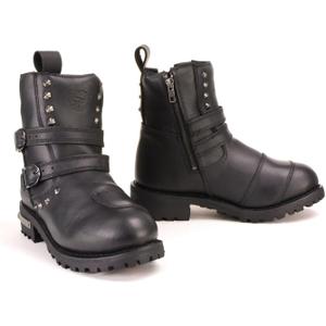Milwaukee Leather Women's Premium Black Leather Double Strap Motorcycle Riding Boots MBL9307-8.5