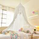 Mengersi Bed Canopy for Girls, White, Modern Style, 5"W x 5"L 94.5"H