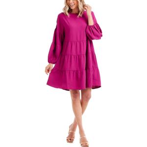 Mud Pie Women's Dallas Tiered Dress, Berry, Medium