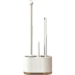 Basaza Toilet Brush and Holder Set Toilet Bowl Cleaning Brush and Holder for Bathroom 4 in 1 White Toilet Bowl Cleaner Brushes & Holders Floor Standing or Wall Mounted