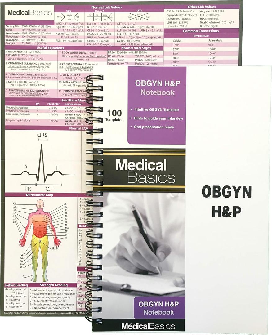 OBGYN H&P Notebook Medical History and Physical Notebook, 100 Medical templates with Perforations