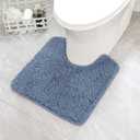 MIULEE Dusty Blue Toilet Rugs U-ShapedSoft Absorbent Microfiber Bathroom Rugs Non Slip Quick Dry Fluffy Contour Bath Mats for Toilet Base Bathroom Floor, Machine Washable, 20x20 Inch