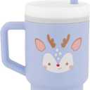 Infantino My 1st Tumbler, 9 Oz. Silicone Sippy Cup with Straw & Handle, Spill-Resistant Baby Cup for On-the-Go, BPA-Free Transition Bottle, Blue Reindeer
