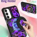for Samsung Galaxy A25 5G Phone Case - [2in1] Women Cute Girls Phone Cover Purple Girly Unique Cool Design Camera Cover Compatible with MagSafe Ring Holder Stand for Samsung A25 5G Cases 6.5