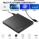 External CD DVD Drive cd Burner, Play & Burn 2-in-1 Portable Slim CD/DVD +/-RW Burner Reader USB and Type-C,Writer Player for Laptop Desktop PC Mac Windows Linux macOS