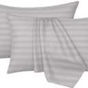 Bedding Pillow cases 4 pack - Silver Stripe 50x75cm Luxury Pillowcase 100% Microfiber Hotel Quality Pillow Cover - Super Soft and Breathable Pillow Case