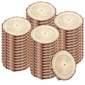 TAICHEUT 100PCS 3.5-4 Inch Natural Wood Slices, Unfinished Wood Slices 0.4 Inch Thick Wood Rounds Wood Coaster for Crafts, Painting, Ornaments