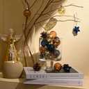 2 x DecorbyHannah Mini Christmas Tree Ornaments, 25ct 1.57inches Blue Gold Christmas Ball Ornaments for Tree Decorations, Small Clear Shatterproof Plastic Hanging Balls Bulk for Xmas, Party, Wedding