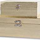 MODE HOME Set of 2 Decorative Wooden Keepsake Boxes Storage Boxes with Gold Leather and Clasp Closure Small Size Jewelry Organizer Gift Box