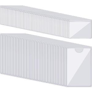 100 Self-adhesive Index Card Holder for Business Cards, Clear Plastic Sticky Labels Holders for Storage Bins Toy Bins Scrapbooks, Organize and Protect Cards Photos Labels (2.32 x 3.54'', 1.85 x1.57'')