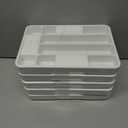 5 x Kitsure Cutlery Drawer Organiser for Kitchen - Adjustable Cutlery Tray for Effortless Utensil Sorting, Versatile Kitchen Storage & Organisation Solution, 12.13" x 1.54" x 8.07"~13.90", White (Medium)