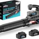 Leaf Blower Cordless with Battery and Charger: 2 Batteries 20V 4.0Ah Brushless Motor, Handheld Electric Leaf Blowers, Battery Powered Blowers for Lawn Care, Yard Leaves Cleaning, (Grey)