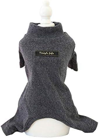 Hdwk&Hped Soft Cotton Dog Pajamas for All Seasons, Striped Pet Bottoming Jumpsuit for Small Dog Cat Puppy (#4, Solide Style - Dark Grey) Size L