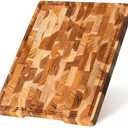 RealGulf 30x20 End Grain Teak Cutting Board with Juice Groove, Non-Slip | Rubber Feet for Stability, Thick Solid Wood Chopping Block for Meat & Steak, Kitchen Countertop Prep Board