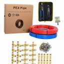 EFIELD 1/2 Inch 2 x 100 ft Pex-b Pipe/Tubing, 30 Pcs 1/2-inch Barb Crimp Brass Fittings, Crimper Tool, 100 Pcs Cinch Clamps, Pipe Cutter
