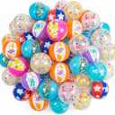 Fun Express Mini Beach Balls Bulk Set 50 Pack - 5 Inch Inflatable Pool Toys for Kids Ages 4-8 | Colorful Beach Games for Pool Party Decorations, Summer Birthday Favors & Outdoor Water Play Activities
