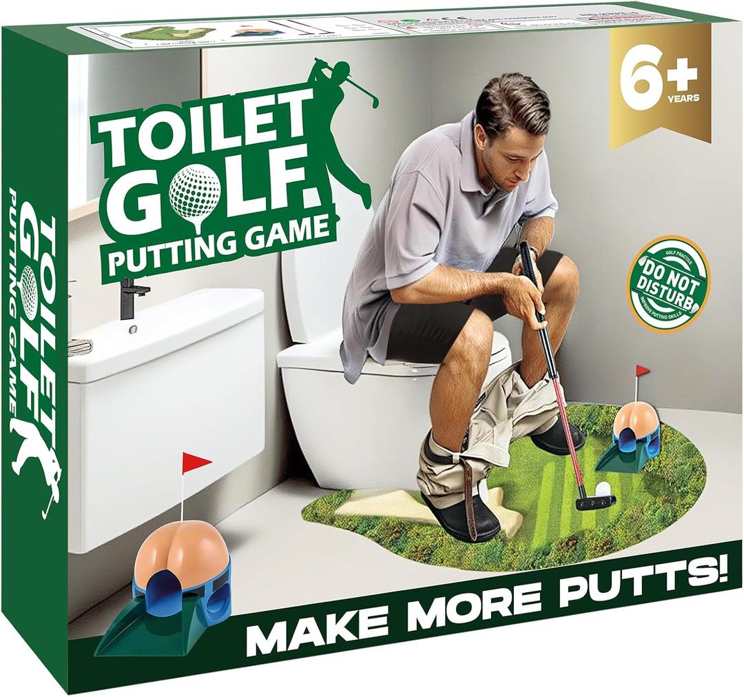 Prank Gift Box, Toilet Golf Game Gag Gift Empty Box, Wrap Your Real Present in a Convincing and Funny Fake Gift Box, Hilarious White Elephant Gifts for Golfer, Husband, Dad, Brother and Boyfriend (Style No.2 - 1 Pack)